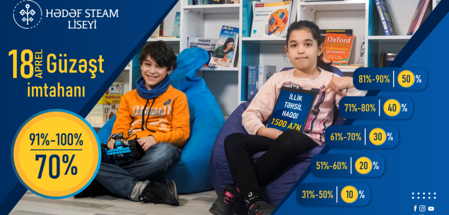 18 aprel tarixində Hədəf Liseyinə 2021 – 2022-ci tədris ili üçün Nəsimi və Abşeron filialları üzrə qəbul-güzəşt imtahanı keçiriləcəkdir.
